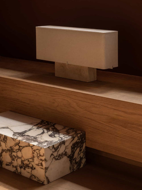 Nonna Wide Table Lamp Travertine