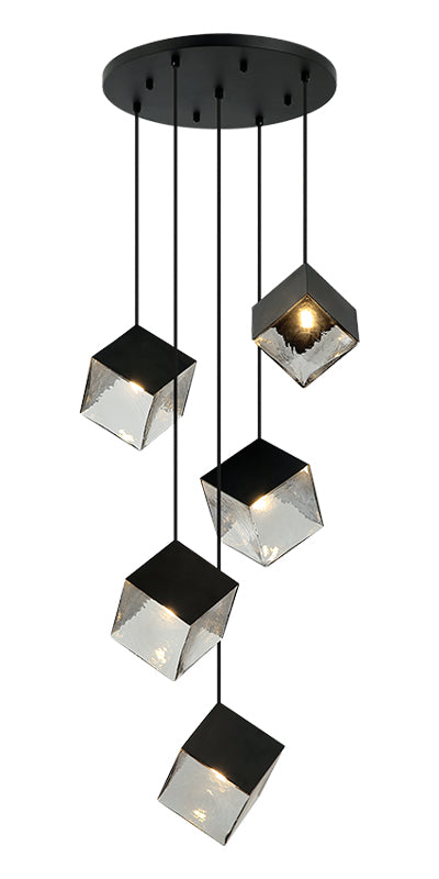 Cube 5 Light Chandelier Black