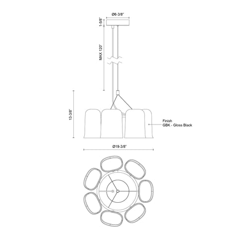 Bell Chandelier Black