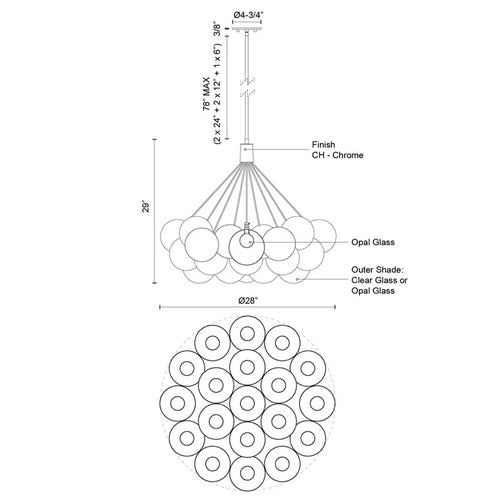 Bolla 28 Chandelier Opal