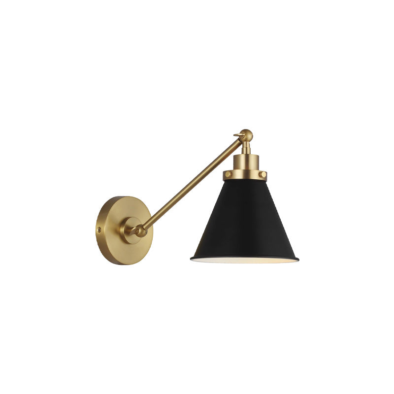 Wellfleet Single Arm Cone Task Sconce Black Brass