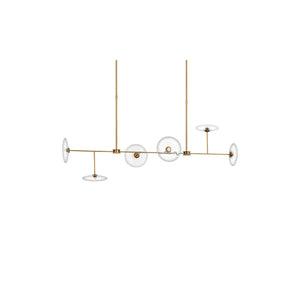 Calvino Large Linear Chandelier Brass