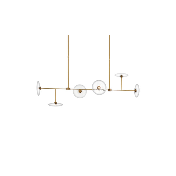 Calvino Large Linear Chandelier Brass