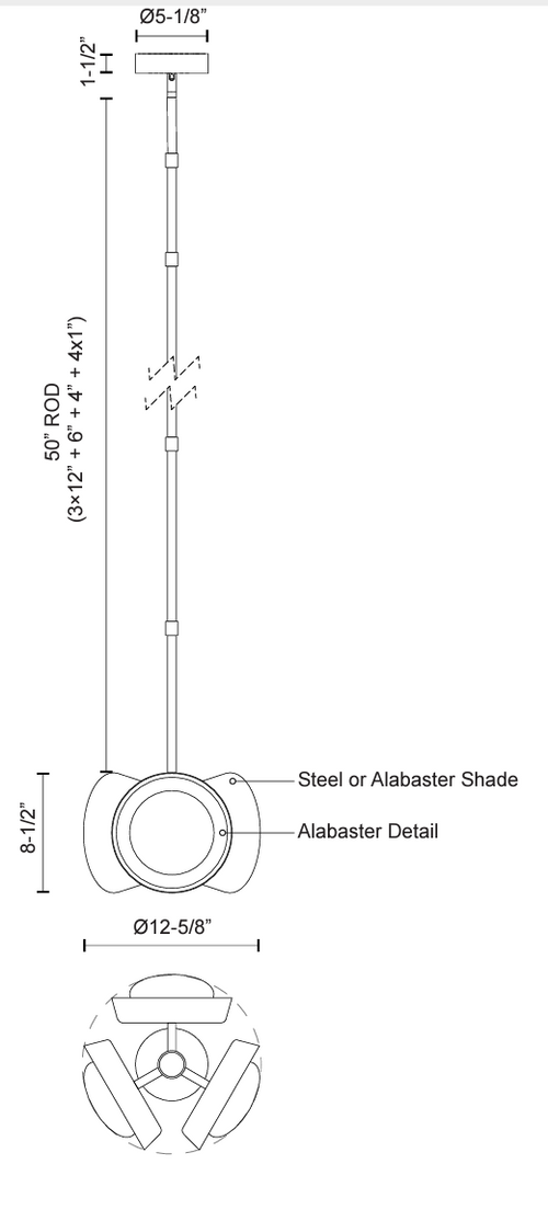 Alonso 3 Light Ch Brass