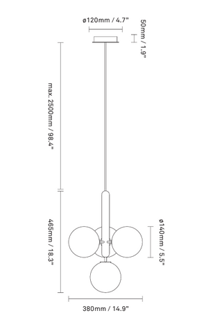 Miira 4 Pendant Brass Optic Clear