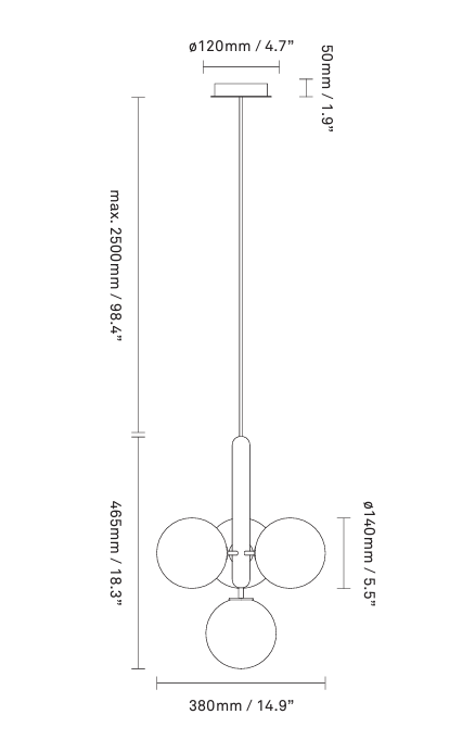 Miira 4 Pendant Brass Optic Clear
