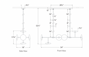 Calvino Large Linear Chandelier Brass