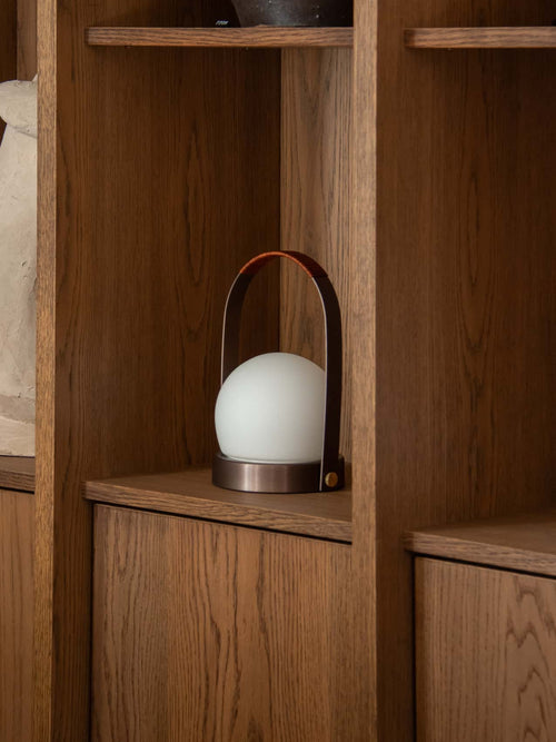 Carrie Portable Table Lamp Leather Handle/Bronze