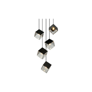 Cube 5 Light Chandelier Black