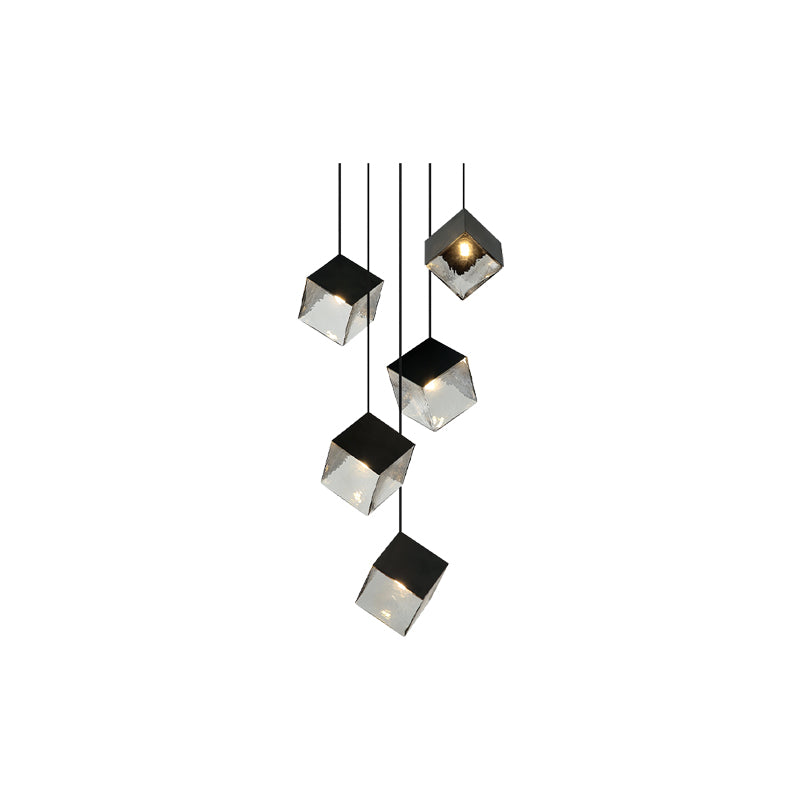 Cube 5 Light Chandelier Black