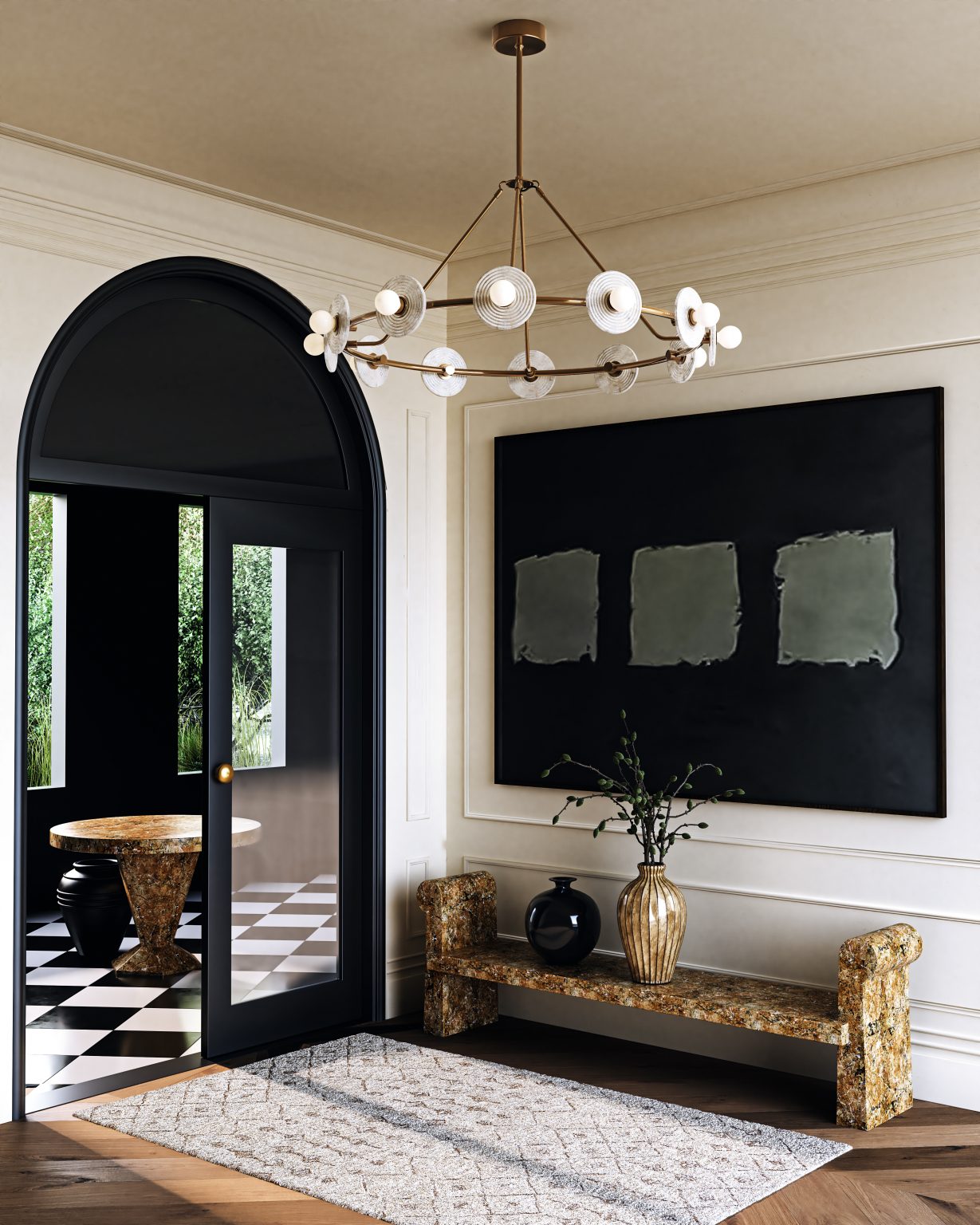 Dahlia Chandelier Brass