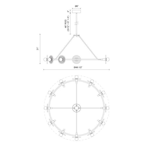 Dahlia Chandelier Brass