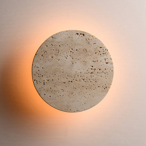 Discus Outdoor Wall Sconce Travertine S