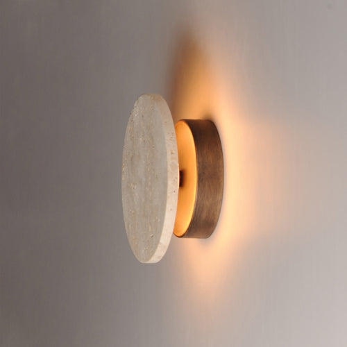 Discus Outdoor Wall Sconce Travertine S