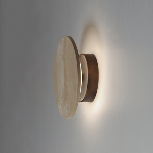 Discus Outdoor Wall Sconce Travertine M