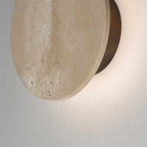 Discus Outdoor Wall Sconce Travertine M