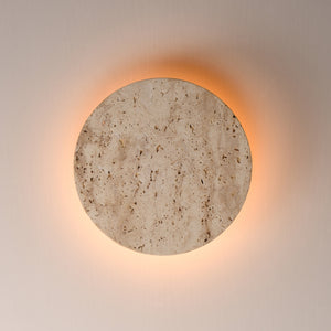 Discus Outdoor Wall Sconce Travertine L