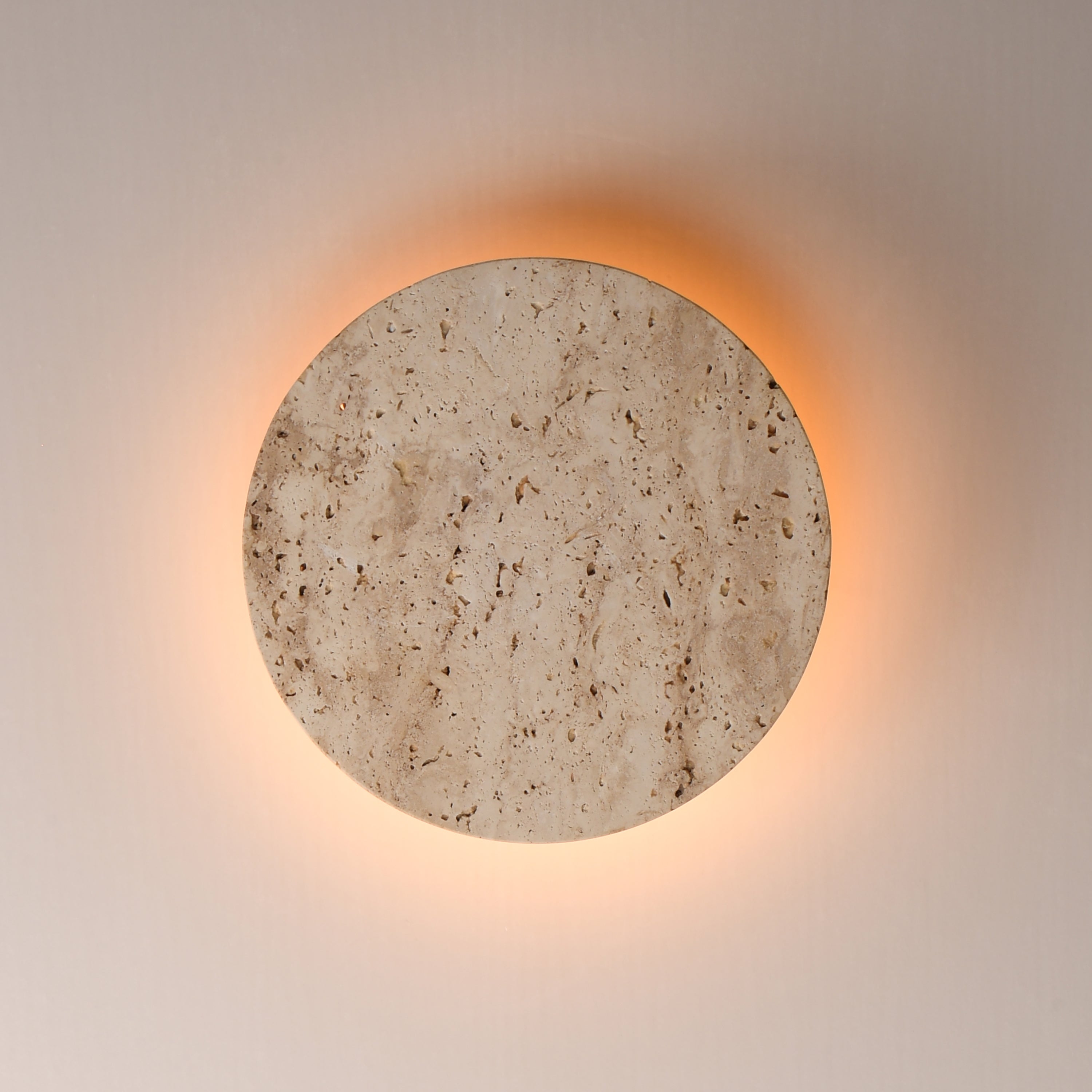 Discus Outdoor Wall Sconce Travertine L