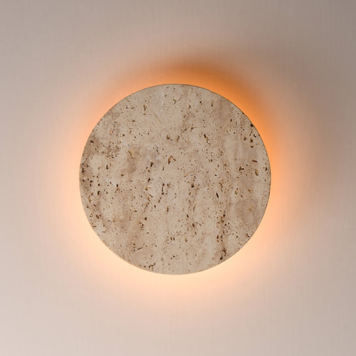 Discus Outdoor Wall Sconce Travertine L