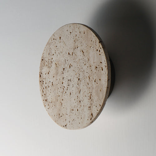 Discus Outdoor Wall Sconce Travertine L