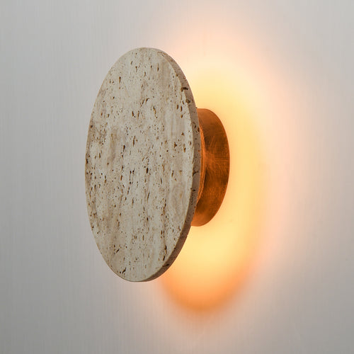 Discus Outdoor Wall Sconce Travertine L