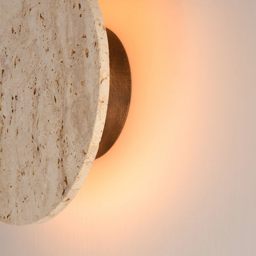 Discus Outdoor Wall Sconce Travertine L
