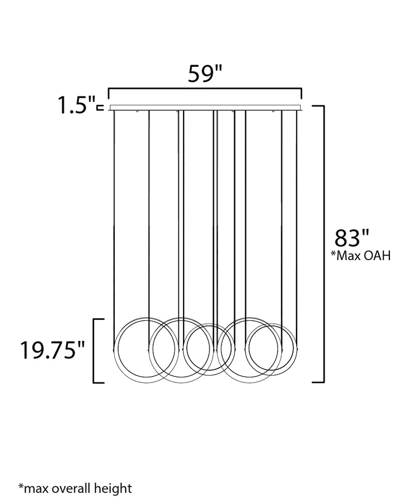 Tether 5 Light Pendant Brass