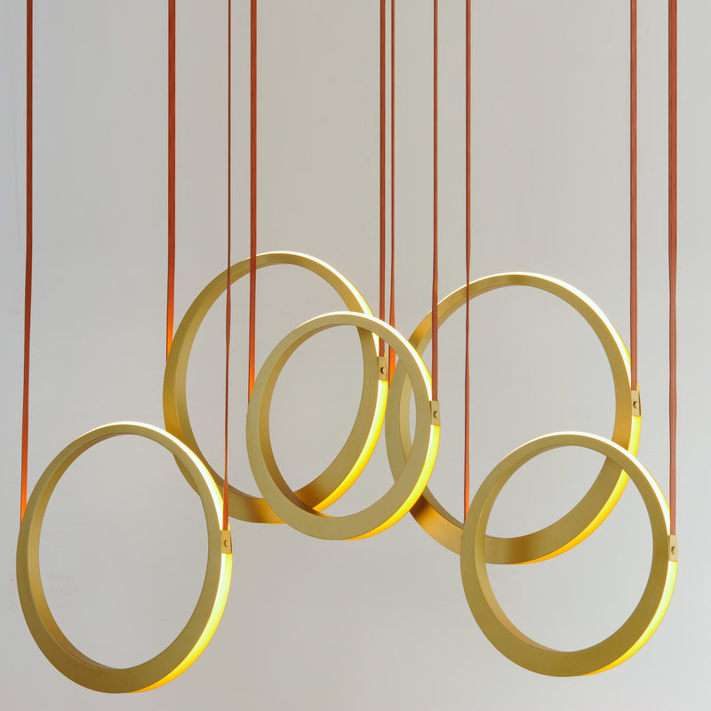 Tether 5 Light Pendant Brass
