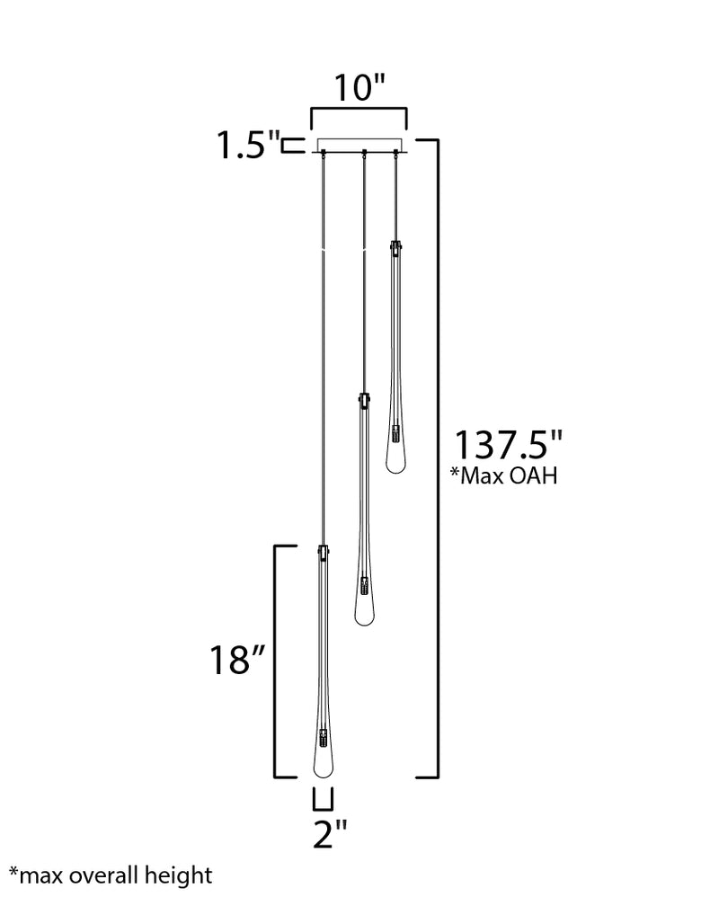 Stillo 3 Light Pendant Black