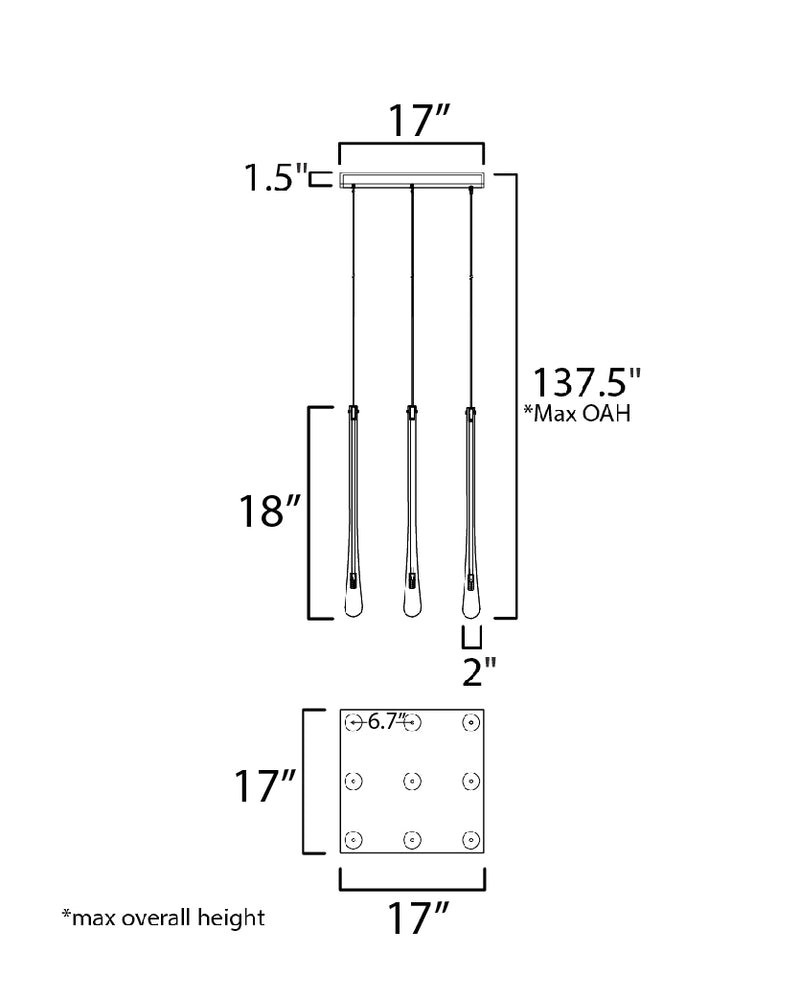 Stillo 9 Light Pendant Black