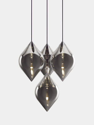Flare Top Pendant Silver Borosilicate Glass
