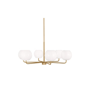 Rory Six Light Chandelier Brass