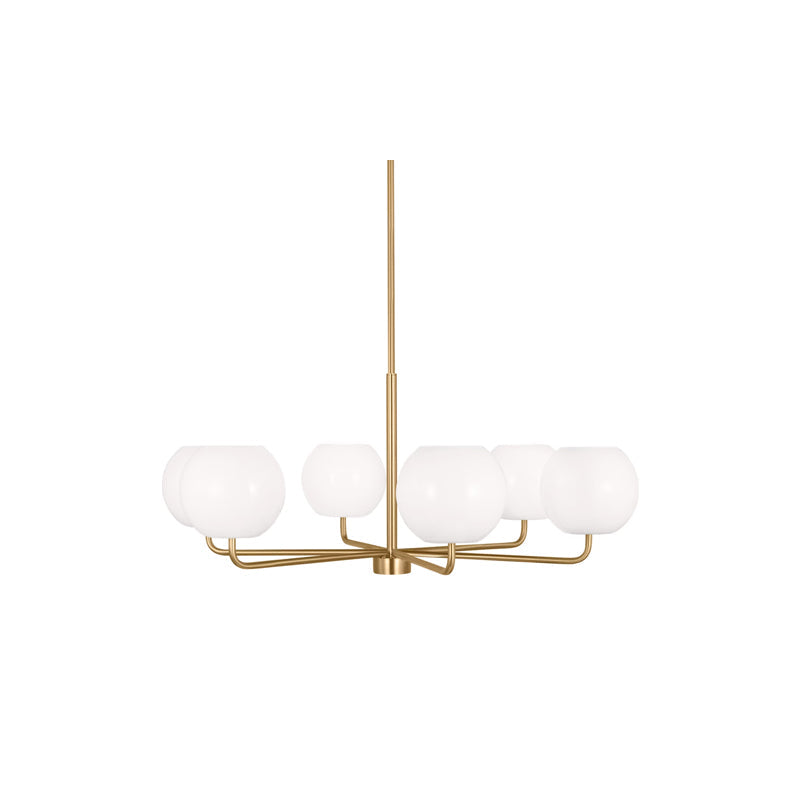 Rory Six Light Chandelier Brass