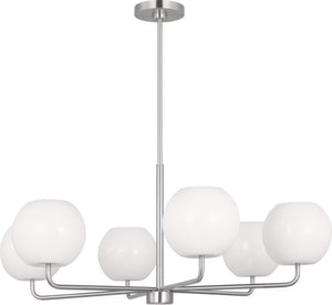 Rory Six Light Chandelier Nickel