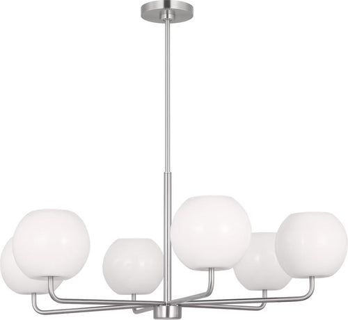 Rory Six Light Chandelier Nickel