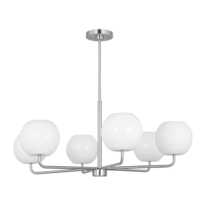 Rory Six Light Chandelier Nickel