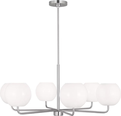 Rory Six Light Chandelier Nickel