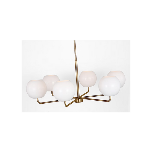 Rory Six Light Chandelier Brass