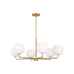 Rory Six Light Chandelier Brass