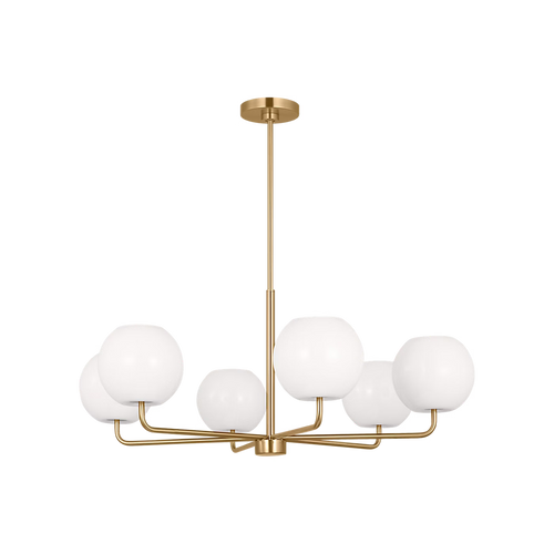 Rory Six Light Chandelier Brass