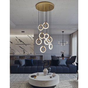 Halo 9 Round Pendant Brass