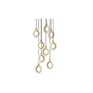 Halo 9 Round Pendant Brass