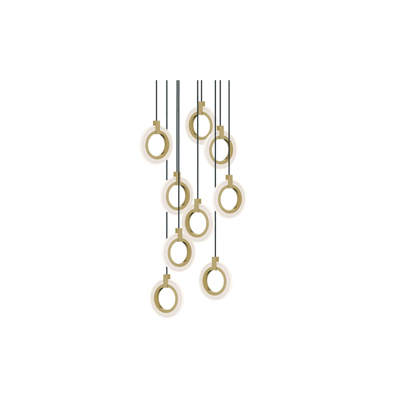 Halo 9 Round Pendant Brass
