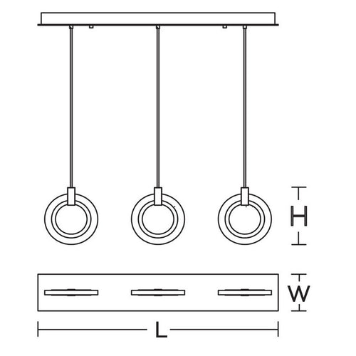 Halo 3 Linear Pendant Brass