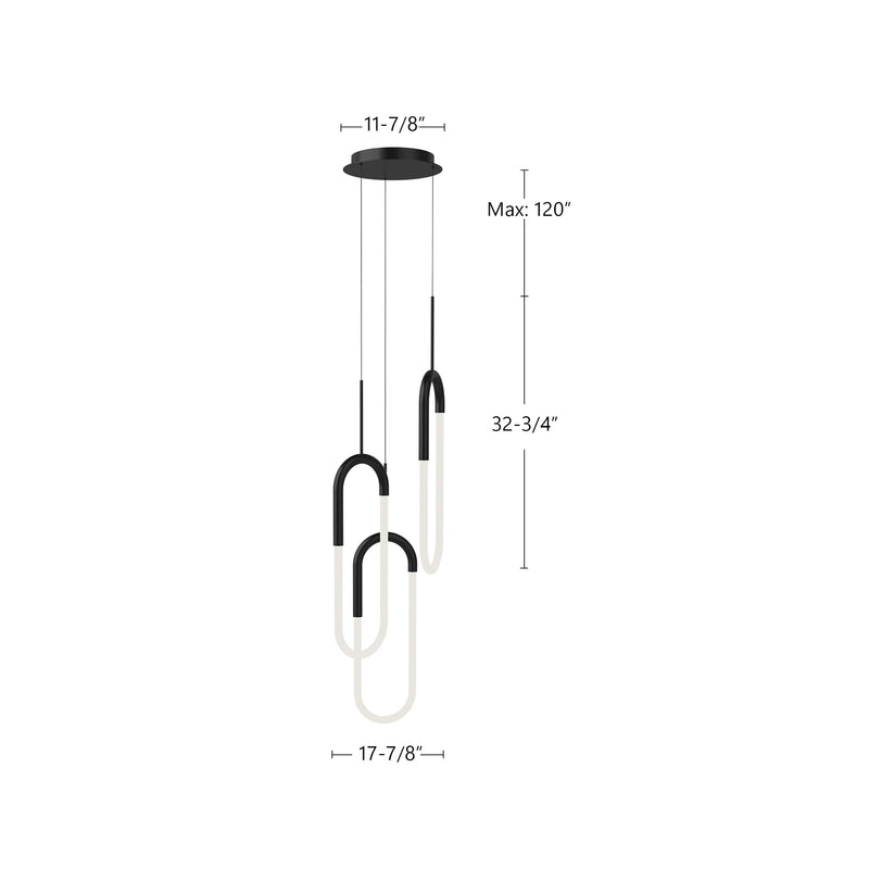 Huron 3 Head Multi Pendant Black