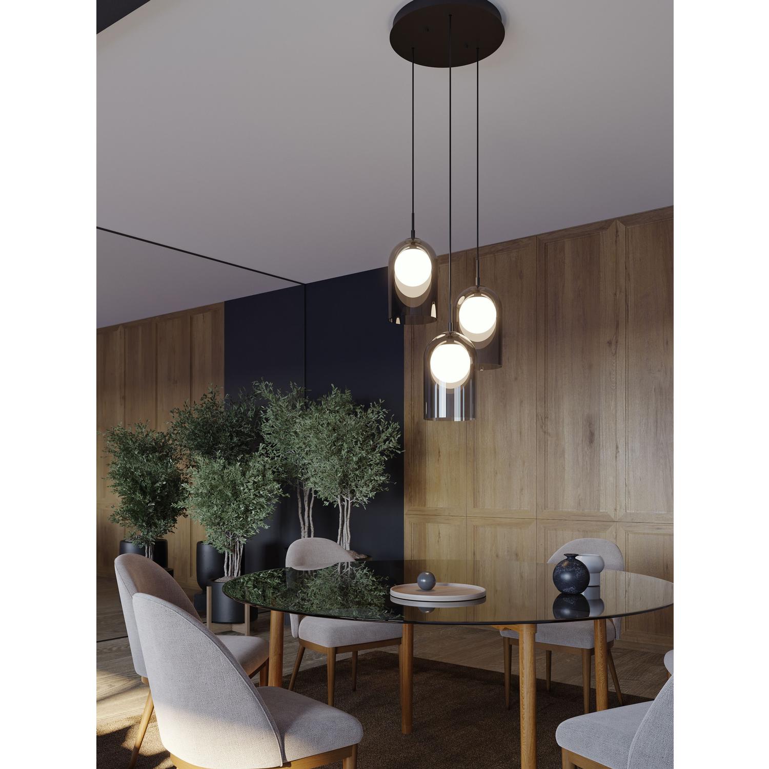 Kiran 3 Light Round Pendant Smoke