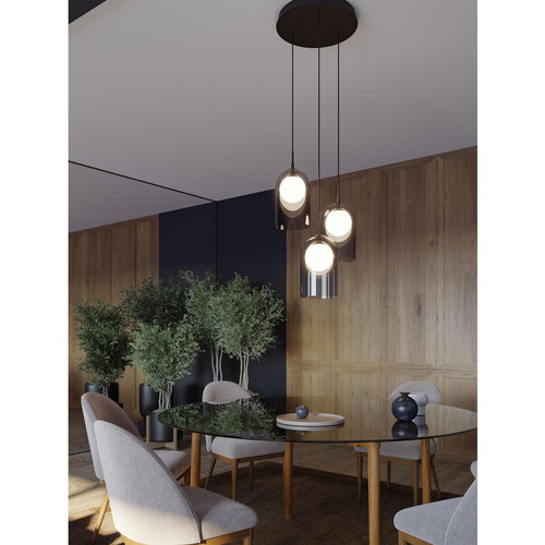 Kiran 3 Light Round Pendant Smoke