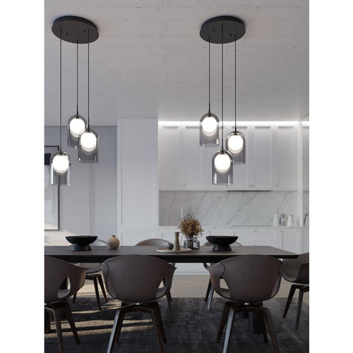 Kiran 3 Light Round Pendant Smoke