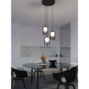Kiran 3 Light Round Pendant Smoke