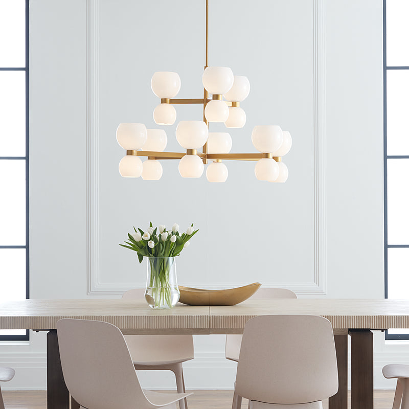 Londyn Medium Chandelier Milk White Glass